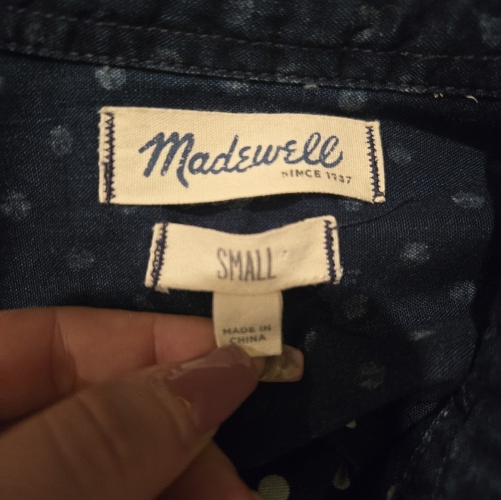 Madewell Boyfriend Polka Dot Chambray Button Down Shirt Size Small - Picture 8 of 8